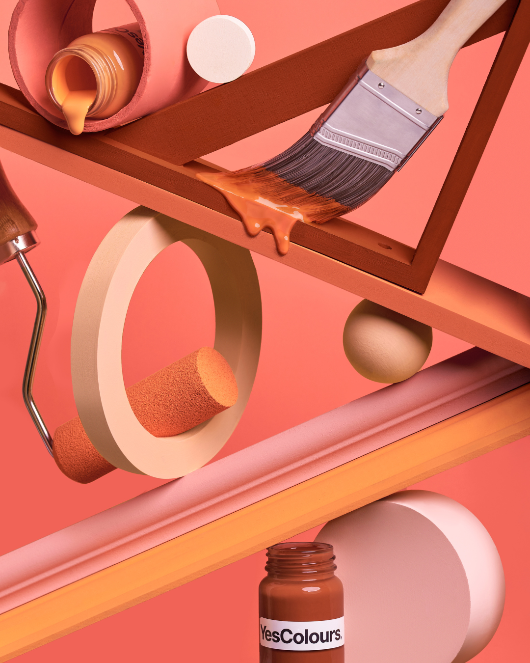 Peach and Orange paints.