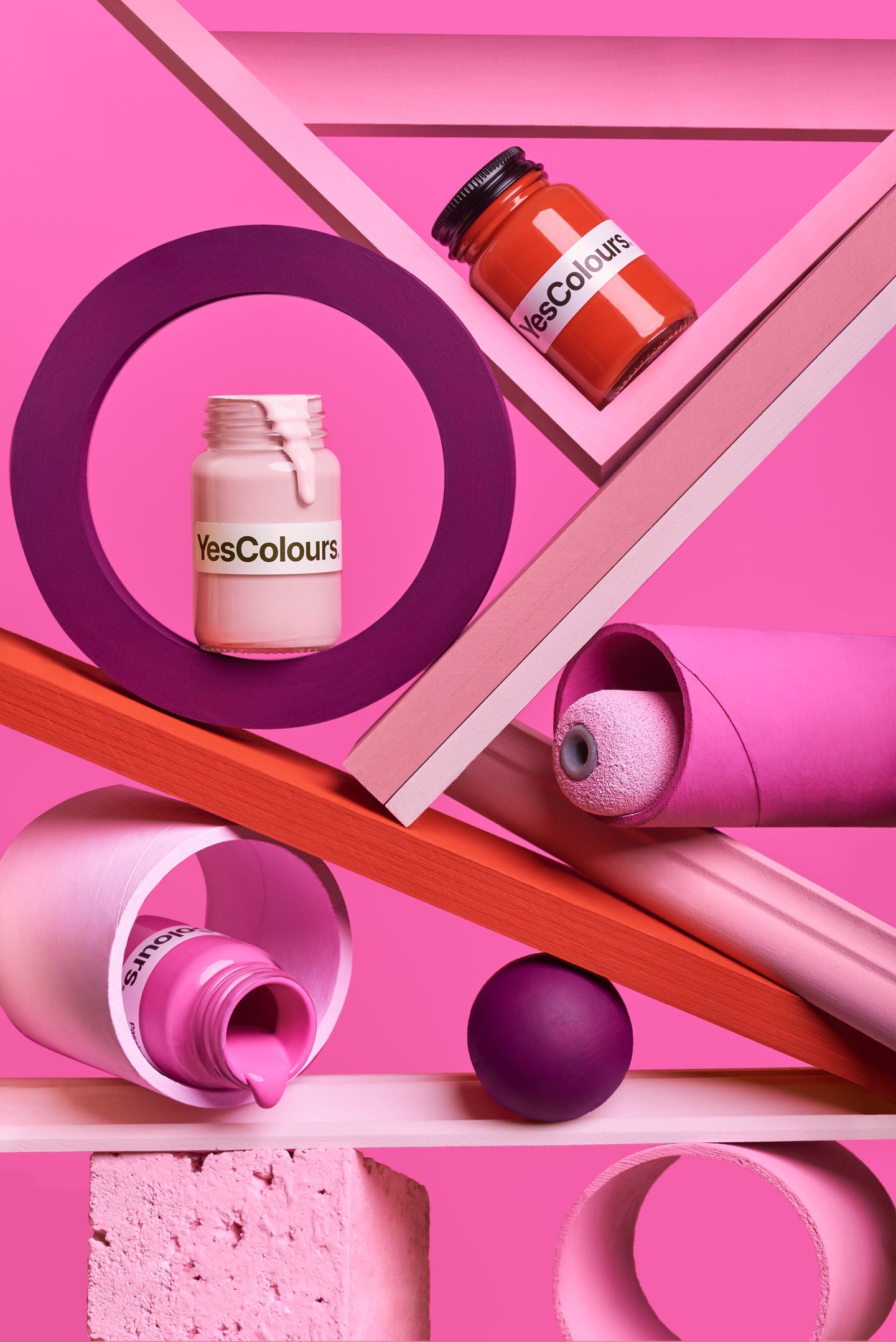 Red and Pink paints.